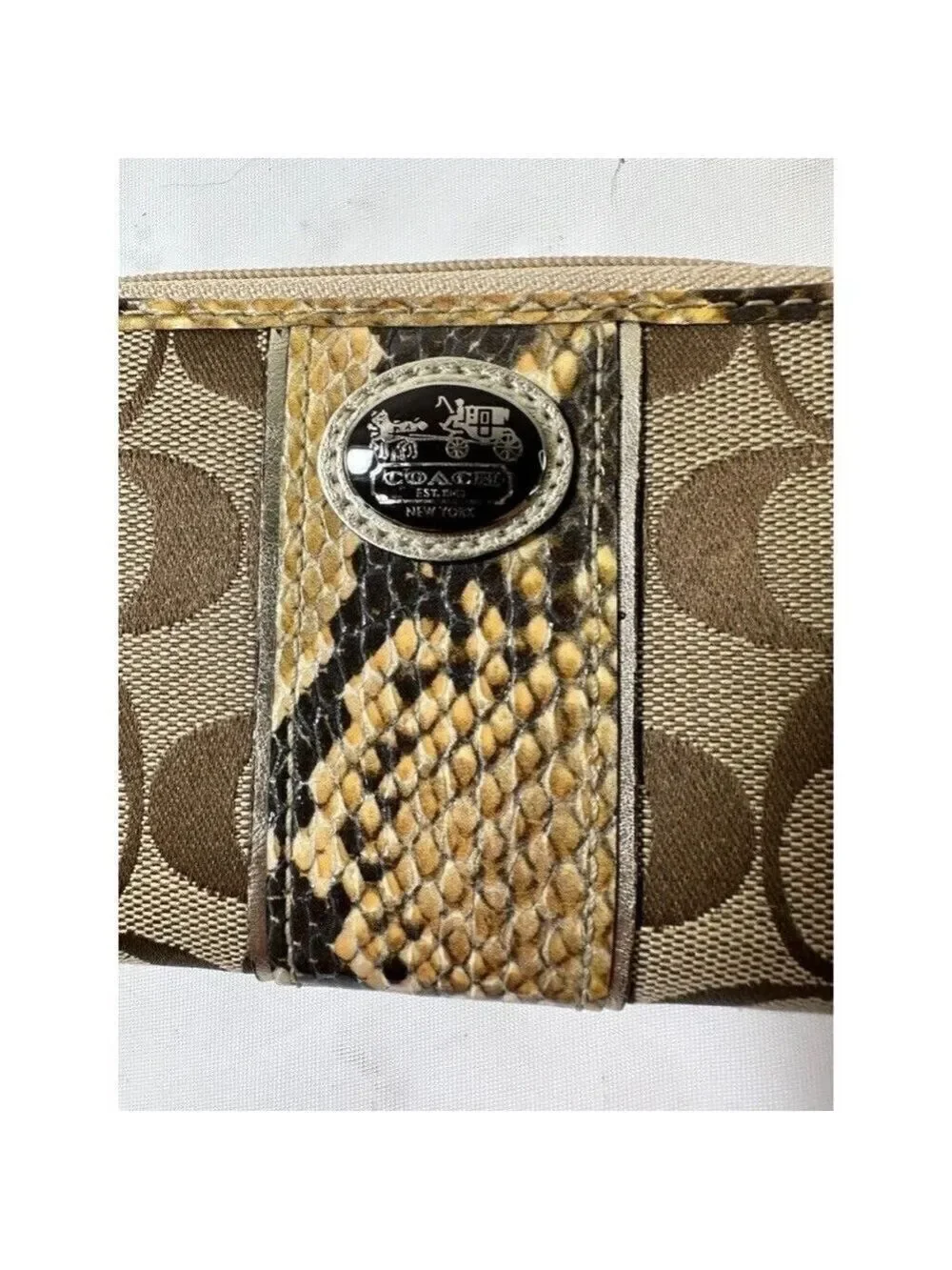Coach 61851 Sutton Signature C Python Universal Case Wristlet Khaki/Natural
